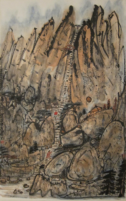 Fang Zhaoling 方召麐, ‘Climbing to the top of Huang Shan 攀登黃山’, 1987, Drawing, Collage or other Work on Paper, Chinese ink & colour on paper, Alisan Fine Arts
