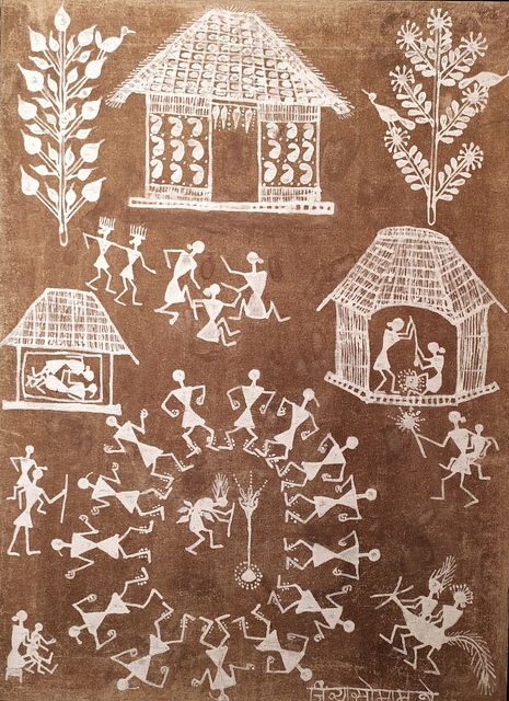 Jivya Soma Mashe, ‘UNTITLED ’, 2019, Painting, COW DUNG AND NATURAL PIGMENT ON CLOTH, Arushi Arts