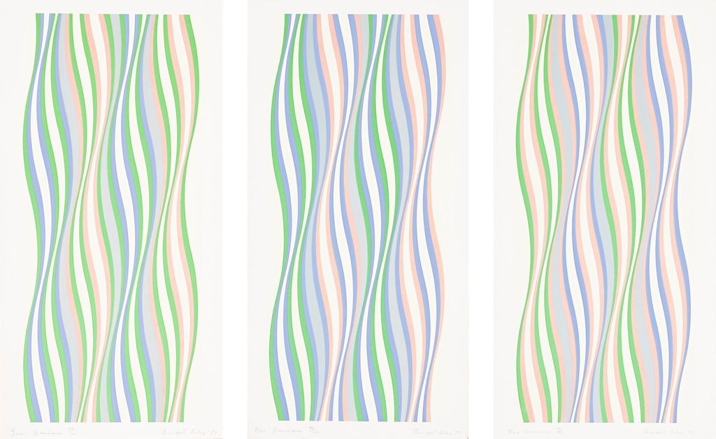 Bridget Riley - GREEN DOMINANCE; BLUE DOMINANCE; AND RED DOMINANCE (SCHUBERT 22 - 24)