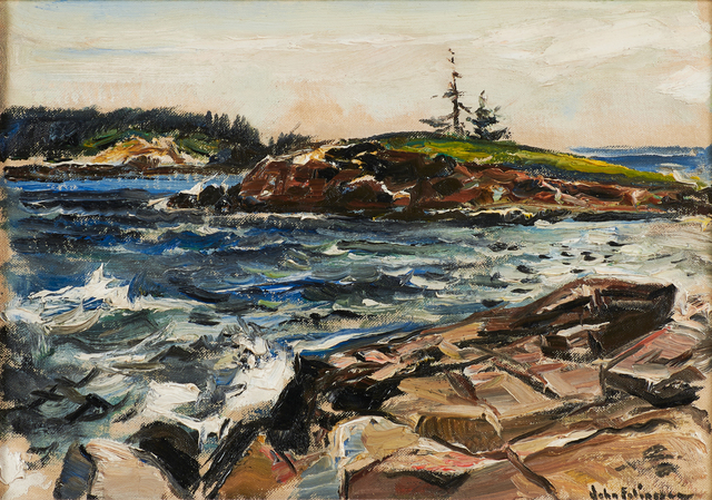 John Fulton Folinsbee, ‘Untitled (Maine Shore)’, Painting, Oil on canvasboard (period frame), Rago/Wright