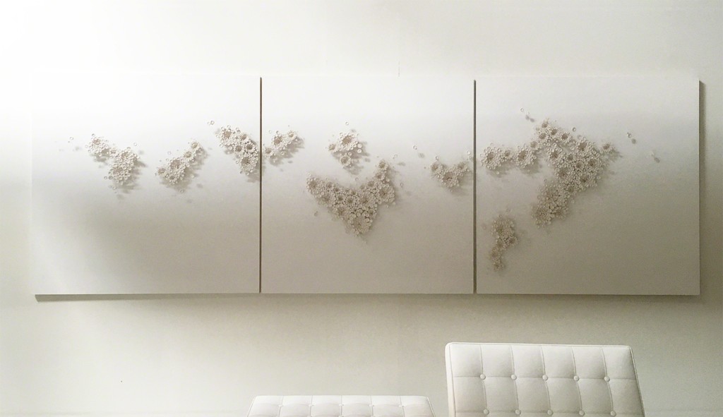 Wall sculpture made of single pieces of stone clay by Masami Tsuchikawa Wall sculpture made of single pieces of stone clay by Masami Tsuchikawa
