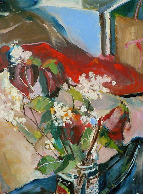 Michael Louis Johnson | Red Still Life with Baby&#39;s Breath and Roses (2020) | Available for Sale ...