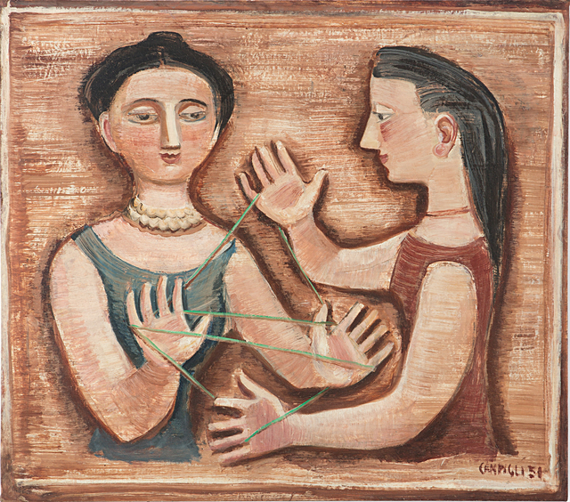 Massimo Campigli, ‘Jeu de la ficelle’, 1951, Painting, Oil on canvas, Il Ponte