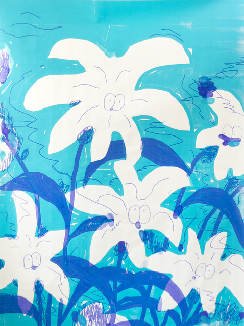 Stefan Marx, ‘Turquoise Flowers’, 2020, Painting, Monopigmented, solvent-free acrylic ink on canvas, CFHILL