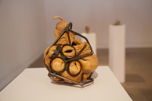 Rob Rhee, ‘Occupations of Uninhabited Space, BLAHHHHHHH’, 2016, Sculpture, Gourd, brass-plated steel, Fort Worth Contemporary Arts