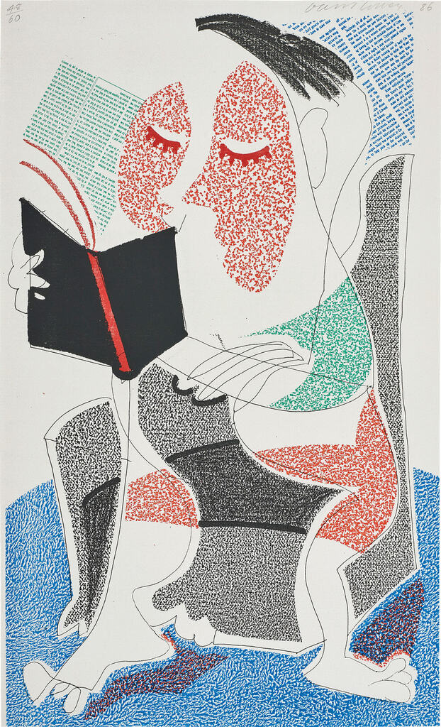 David Hockney - Man Reading Stendhal, July 1986