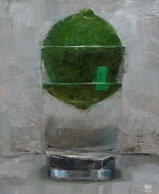 Tom Giesler, ‘Floral 20: lime with label’, 2020, Painting, Oil on panel, McVarish Gallery