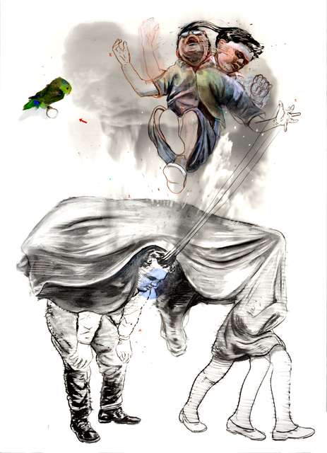 Mohamed Lekleti, ‘Jeux d'Enfants (Child Games)’, 2017, Drawing, Collage or other Work on Paper, Mixed media on paper, Loft Art Gallery