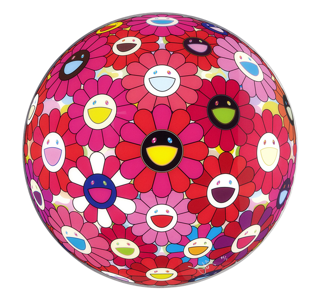 Takashi Murakami, ‘Flower Ball 3D Letter to Picasso ("Paint it Red" project)’, 2013, Print, Offset print, cold stamp and high gloss varnishing. Diasec mount., Gallery Delaive