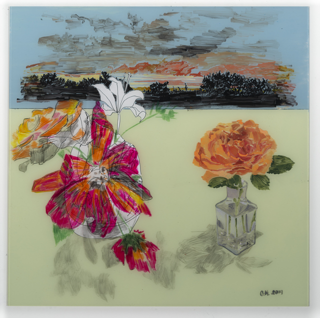 Gail Norfleet, ‘Sunset on Tano Road’, 2019, Painting, Acrylic, collage, litho pencil, and china marker on Lucite, Valley House Gallery & Sculpture Garden