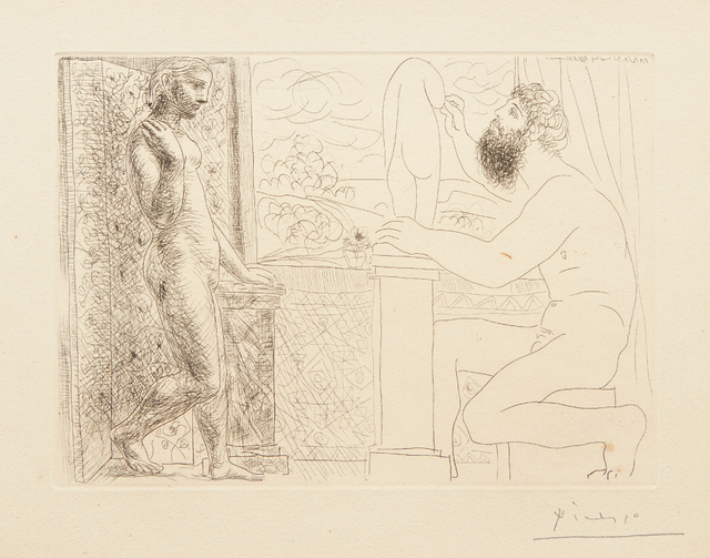 Pablo Picasso, ‘Sculpteur et son modèle devant une fenêtre (Sculptor and his Model in Front of a Window), plate 59 from La suite Vollard’, 1933, Phillips