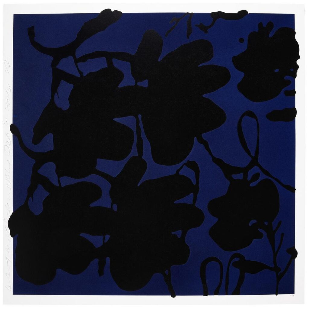 Donald Sultan - Lantern Flowers, Black and Blue, Oct 4, 2017, from Big Lantern Flowers