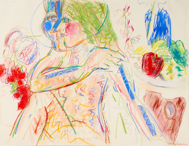 Fay Lansner, ‘Figures with Flowers and Fruit’, 1979, Drawing, Collage or other Work on Paper, Pastel on paper (framed), Rago/Wright