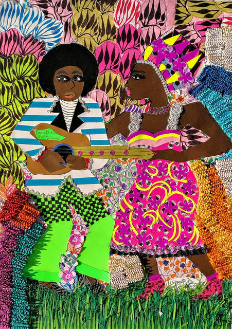 Franklin Mbungu Wabonga, ‘Ma joie ’, 2019, Drawing, Collage or other Work on Paper, Papercuts and collage on canvas, Out of Africa Gallery