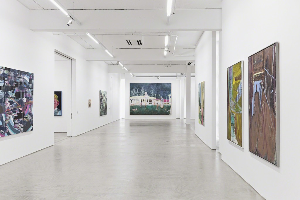 G2 #1 installation view with paintings by (fr. le. to ri.) Tobias Lehner, sebastian Gögel, Matthias Weischer, Tilo Baumgärtel, Daniel Richter, Christian Brandl and Jörg Ernert, photo: Dotgain.info © the artists & G2 Kunsthalle, Leipzig. G2 #1 installation view with paintings by (fr. le. to ri.) Tobias Lehner, sebastian Gögel, Matthias Weischer, Tilo Baumgärtel, Daniel Richter, Christian Brandl and Jörg Ernert, photo: Dotgain.info © the artists & G2 Kunsthalle, Leipzig.
