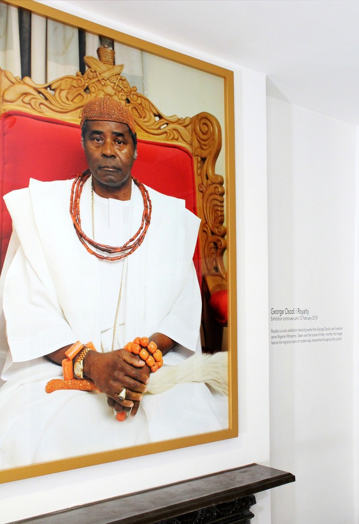 Installation shot - HRM Ogiame Atuwatse II, The Olu of Warri (2012) by George Osodi at the show George Osodi | Royalty Installation shot - HRM Ogiame Atuwatse II, The Olu of Warri (2012) by George Osodi at the show George Osodi | Royalty