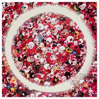 Takashi Murakami - Ensō: Memento Mori Blue on Red