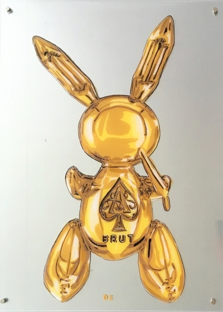 Dominique Steffens, ‘"Golden Party Rabbit" (Ace of Spades Brut)’, 2019, Painting, Acrylic on lucite panels, Parlor Gallery