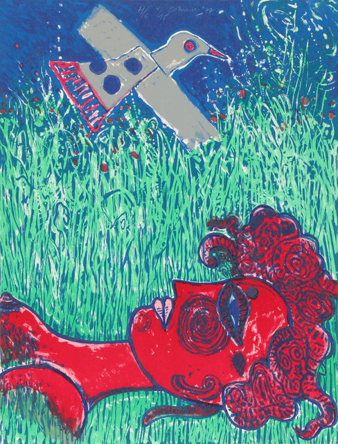 Corneille, ‘La Femme au paupieres peints’, 1977, Print, Lithograph, RoGallery