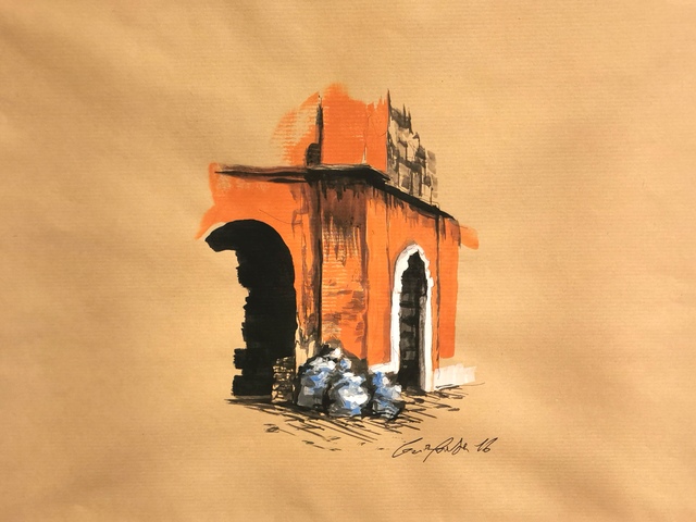 Guiyome, ‘Corner - Rome’, 2016, Drawing, Collage or other Work on Paper, Acrylic and ballpoint pen on paper, Collezionando Gallery
