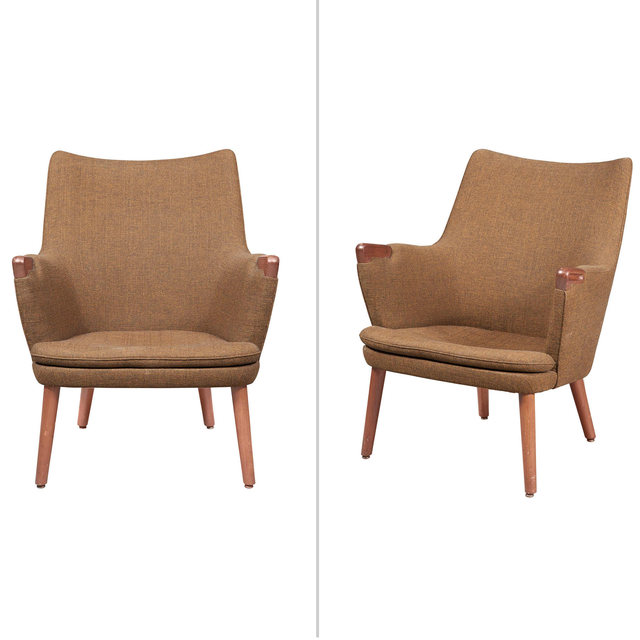 ‘Pair of Hans Wegner Upholstered Teak Model AP 20 Armchairs’, Design/Decorative Art, Doyle