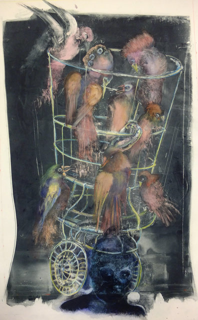 Christine Sefolosha, ‘Volière / Headpiece’, 2020, Drawing, Collage or other Work on Paper, Mixed media and watercolor on Rives paper, Cavin-Morris Gallery