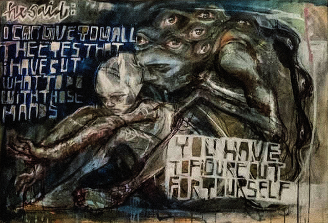 Herakut, ‘I Can Give You All The Eyes I Have But What To Do With Those Hands You Have To Figure Out For Yourself’, 2009, Mixed Media, Spray paint, acrylic and charcoal on canvas, Tate Ward Auctions