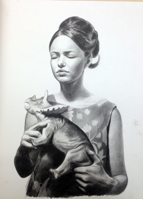 Mercedes Helnwein, ‘Karen Douglas’, 2013, Drawing, Collage or other Work on Paper, Black pencil on paper, KP Projects