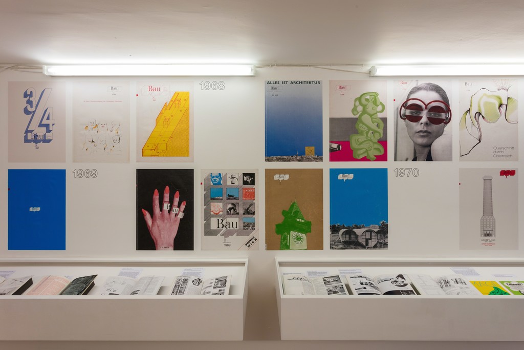 Installation view of Everything is Architecture: Bau Magazine from the 60s and 70s 29 July 2015 – 27 September 2015, Institute of Contemporary Arts London (ICA). Photo: Mark Blower. Installation view of Everything is Architecture: Bau Magazine from the 60s and 70s 29 July 2015 – 27 September 2015, Institute of Contemporary Arts London (ICA). Photo: Mark Blower.