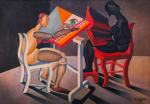 Fortunato Depero, ‘Lettrice e ricamatrice automatiche’, 1921-23, Martini Studio d'Arte