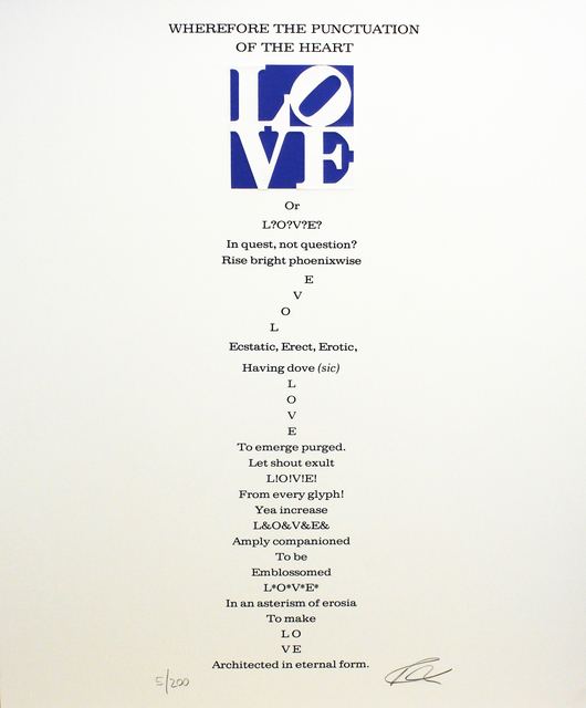 Robert Indiana, ‘Wherefore the Punctuation of the Heart Poem, Book of Love’, 1996, Woodward Gallery