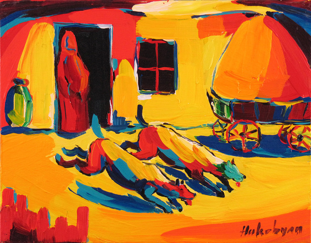 Harout Hakobyan, ‘Two Running Dogs’, ca. 2000, Painting, Oil on Canvas, Janus Galleries