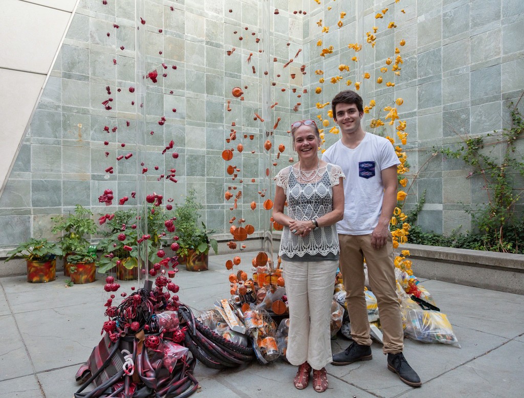Max Sterry and Carolina Sanchez de Bustamante in front of the "PIECES OF WHAT" art installation. Max Sterry and Carolina Sanchez de Bustamante in front of the "PIECES OF WHAT" art installation.