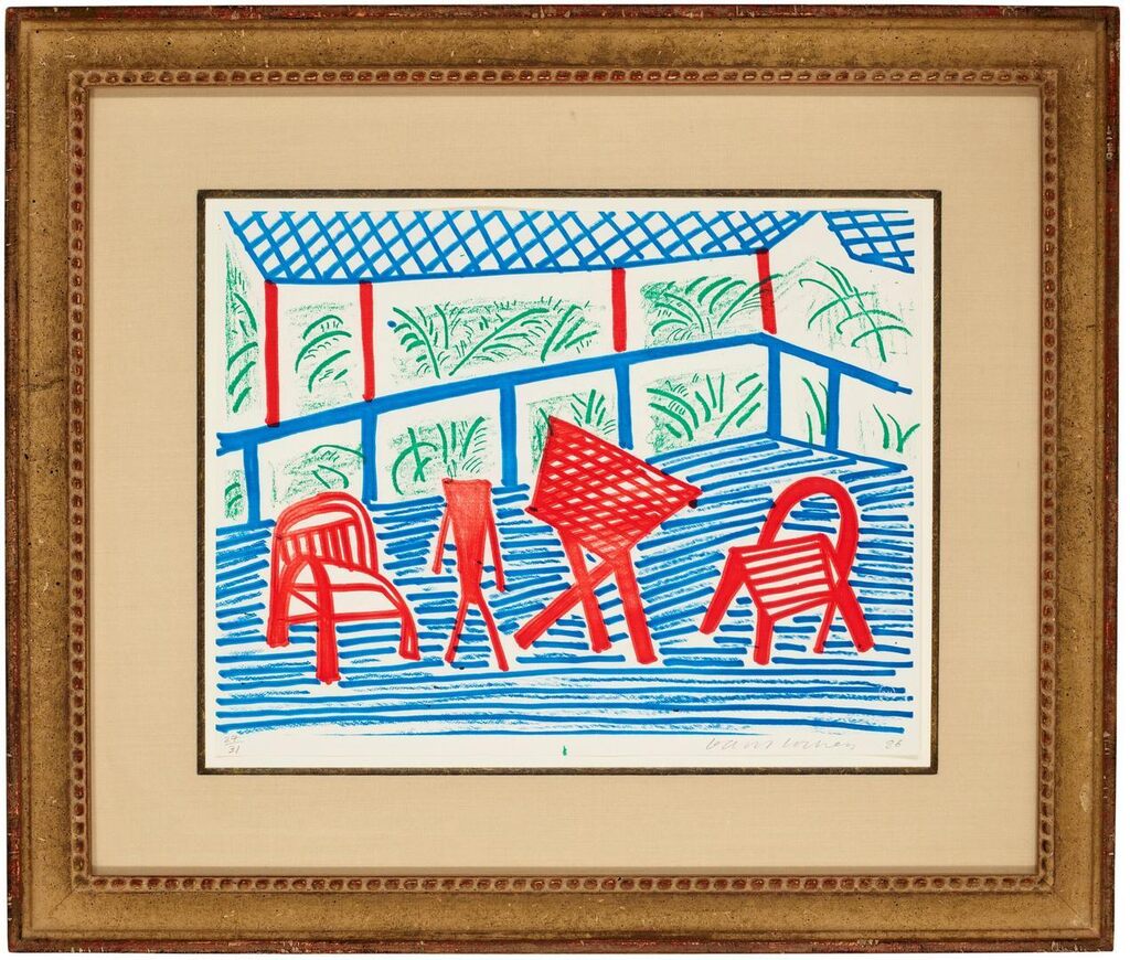 David Hockney - Two Red Chairs and Table, March 1986