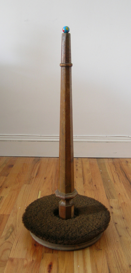 B. Wurtz, ‘Floor Sculpture’, 1988, Sculpture, Wood table leg, brush, metal globe, Galerija Gregor Podnar