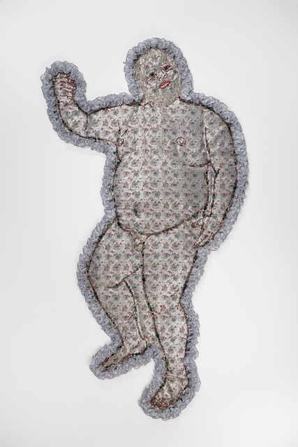 Anthony Sonnenberg, ‘Dionysus (Self-Portrait Pillow)’, 2015, Textile Arts, Found fabric, semi-precious stones, crystal beads, fringe, batting, Conduit Gallery