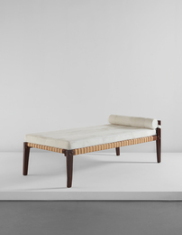 Collapsible single bed, model no. PJ-L-03-A, designed for the Punjab University student halls and other residences, Chandigarh