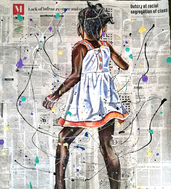 Andrew Ntshabele, ‘Unspeakable joy III’, 2020, Mixed Media, Acrylic on newspaper (pasted on canvas), ARTsouthAFRICA