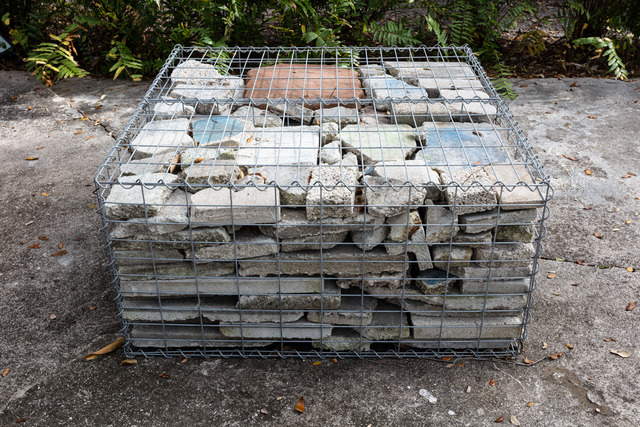 Tom Scicluna, ‘33009’, 2021, Sculpture, Gabion cages, plastic and concrete pavers, Nina Johnson