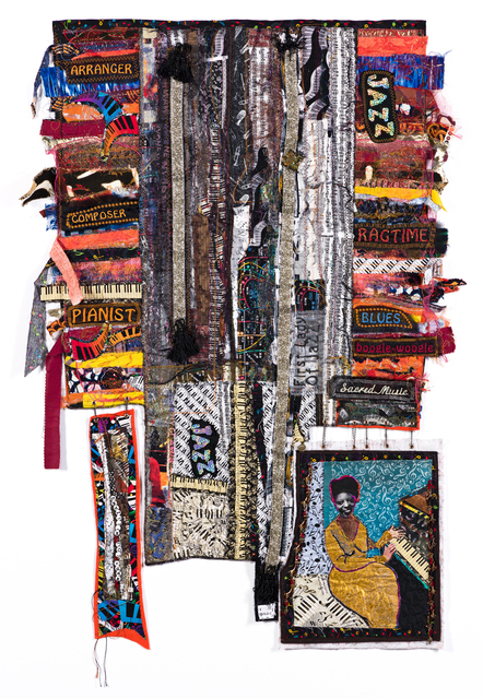 Dindga McCannon, ‘Mary Lou Williams, Jazz Pianist’, 2017, Mixed Media, Mixed media quilt assemblage, with machine embroidery, collage and appliqué, Swann Auction Galleries