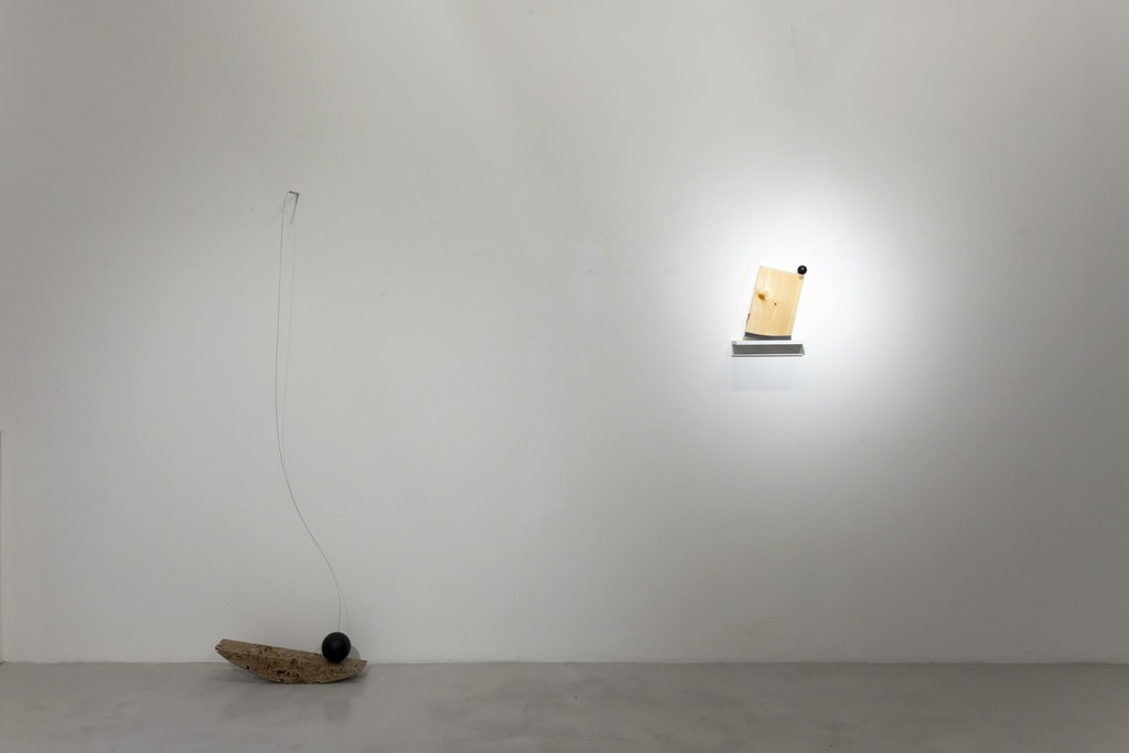 "Poggiasfera per equilibristi N.1", 2018
marble, iron, steel, graphite, forces: gravity, 200x62x12 cm
"Poggiasfera per equilibristi N.2", 2018
wood, iron, neodymium magnet,
brass letter, forces: gravity, magnetism, 32x25x5 cm "Poggiasfera per equilibristi N.1", 2018
marble, iron, steel, graphite, forces: gravity, 200x62x12 cm
"Poggiasfera per equilibristi N.2", 2018
wood, iron, neodymium magnet,
brass letter, forces: gravity, magnetism, 32x25x5 cm