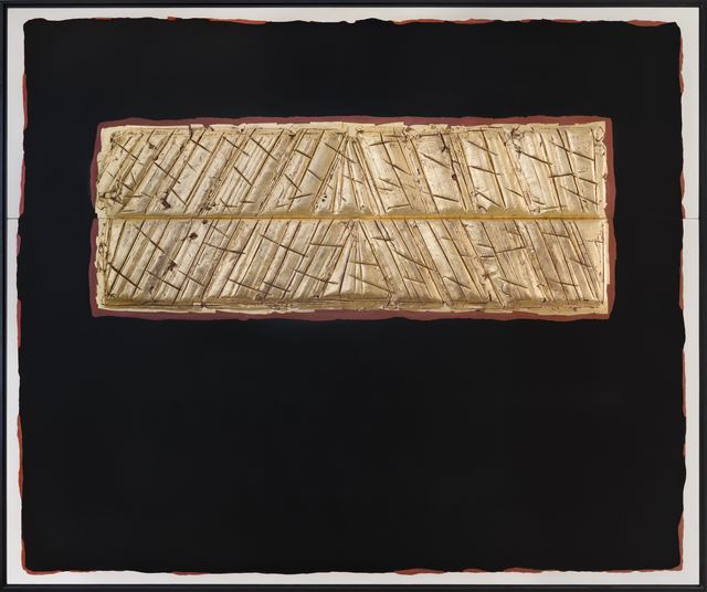 George Dunbar, ‘Plaquemine - Alluvion Series’, 2018, Painting, Red gold with black, red and white clay over die keen, Callan Contemporary