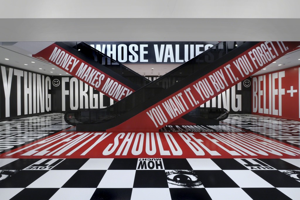 Barbara Kruger, “Belief+Doubt,” 2012. © Barbara Kruger. Photo: Cathy Carver Barbara Kruger, “Belief+Doubt,” 2012. © Barbara Kruger. Photo: Cathy Carver