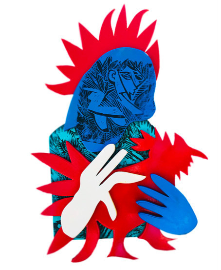 Katya Zvereva, ‘Red Rooster ’, 2020, Sculpture, Wood, paint, ink, HOFA Gallery (House of Fine Art)
