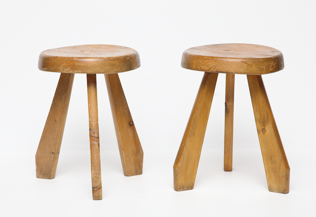 Charlotte Perriand, ‘Pair of Les Arcs Stools’, ca. 1968, Maison Gerard