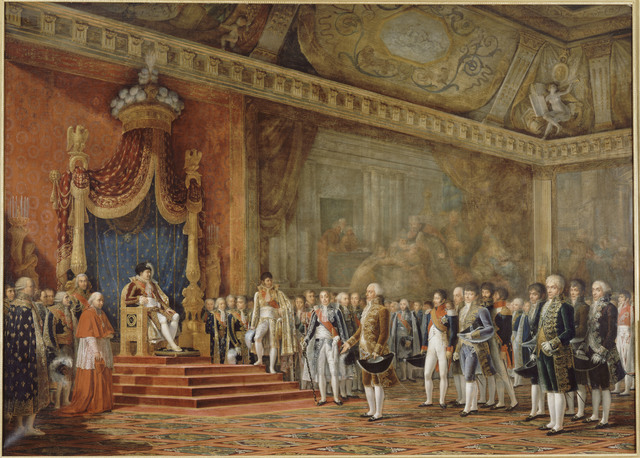 Innocent-Louis Goubaud, ‘La Députation du Sénat romain offrant ses hommages à S. M. l’Empereur et Roi, 16 novembre 1809 (The Deputation from the Roman Senate paying homage to Napoleon 1 on 16 November 1809)’, 1810, Château de Fontainebleau