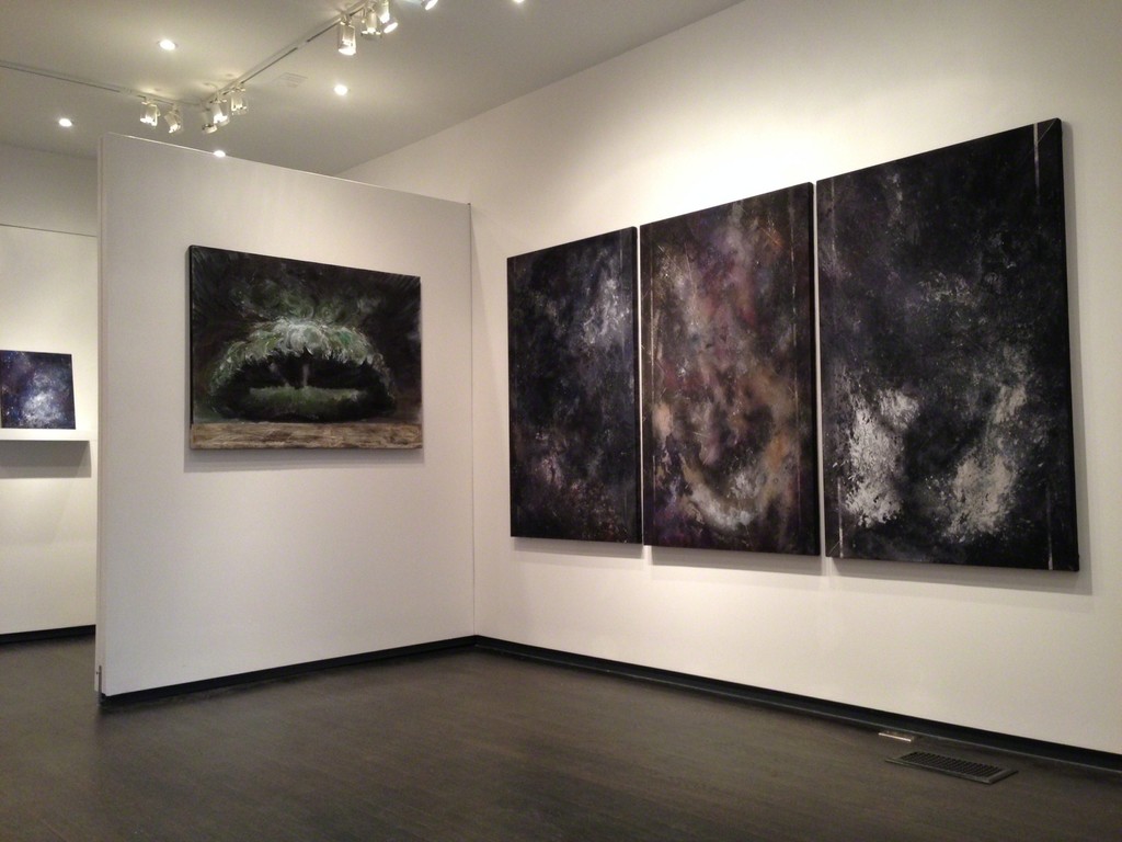 "Enso Triptych" and "Super Cell". These paintings explore themes of climate change. "Enso Triptych" and "Super Cell". These paintings explore themes of climate change.