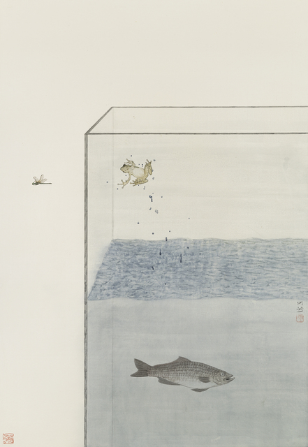 He Xi, ‘Pirates of the Dream Space’, 2019, Painting, Ink and Chinese pigments on silk, Jonathan Cooper