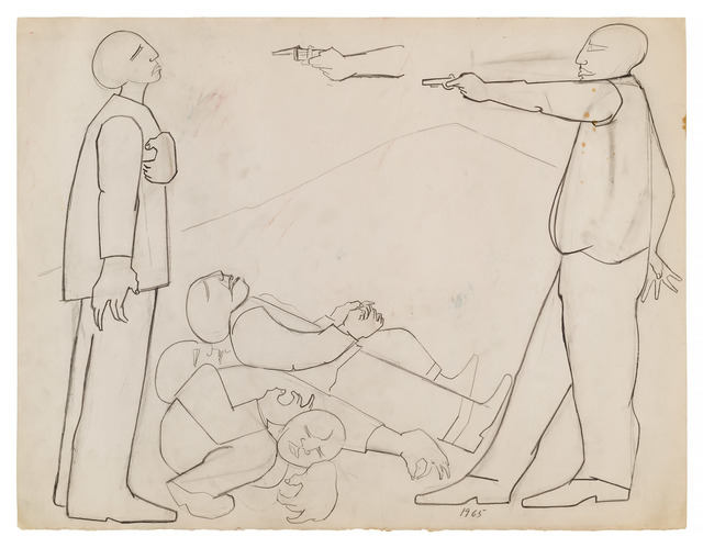 Jacob Lawrence, ‘Study for "Struggle III-Assassination"’, 1965, Drawing, Collage or other Work on Paper, Graphite on paper, DC Moore Gallery