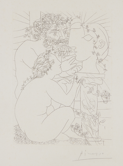 Pablo Picasso, ‘Sculpteur, modèle accroupi et tête sculptée (Sculptor, Sitting Model and Carved Head), plate 39, from La Suite Vollard’, 1933, Phillips